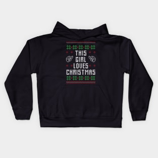 This Girl Loves Christmas Ugly Christmas Sweater Gift Kids Hoodie